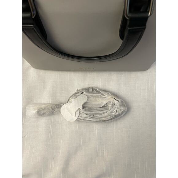 BOLVAINT PARIS Veronique Gray Leather Tote Black Handles Detachable Strap NWOT - Picture 4 of 11